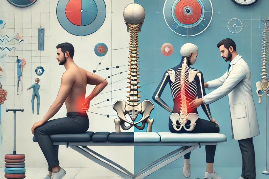 dalle-2024-07-16-11.10.39-create-an-image-illustrating-the-comparison-between-chiropractic-care-and-physiotherapy-for-treating-back-pain.-the-image-should-be-split-into-two-sec-930x620